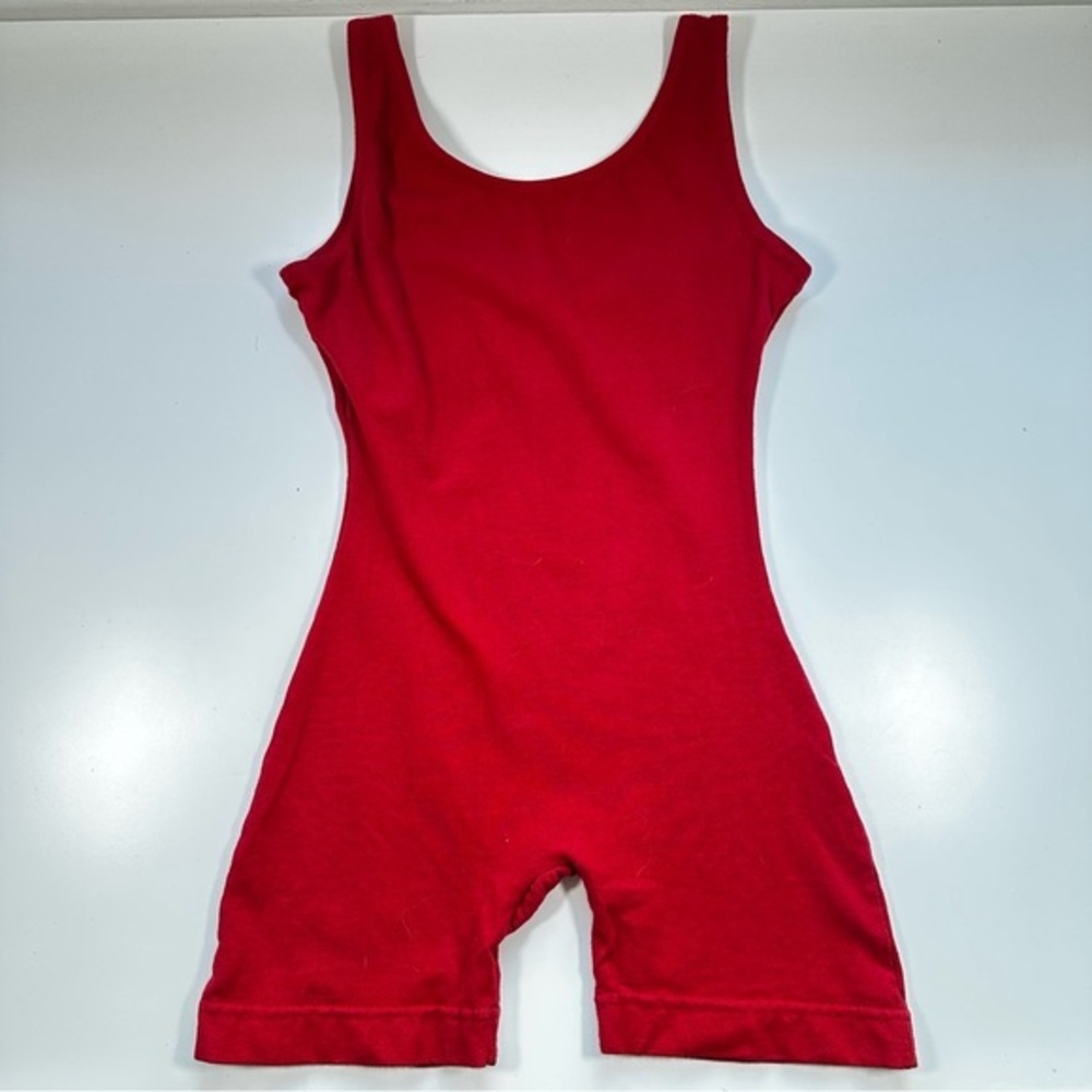 Mondor Red Dance Leotard Unitard Shorts Girls Size 8–10